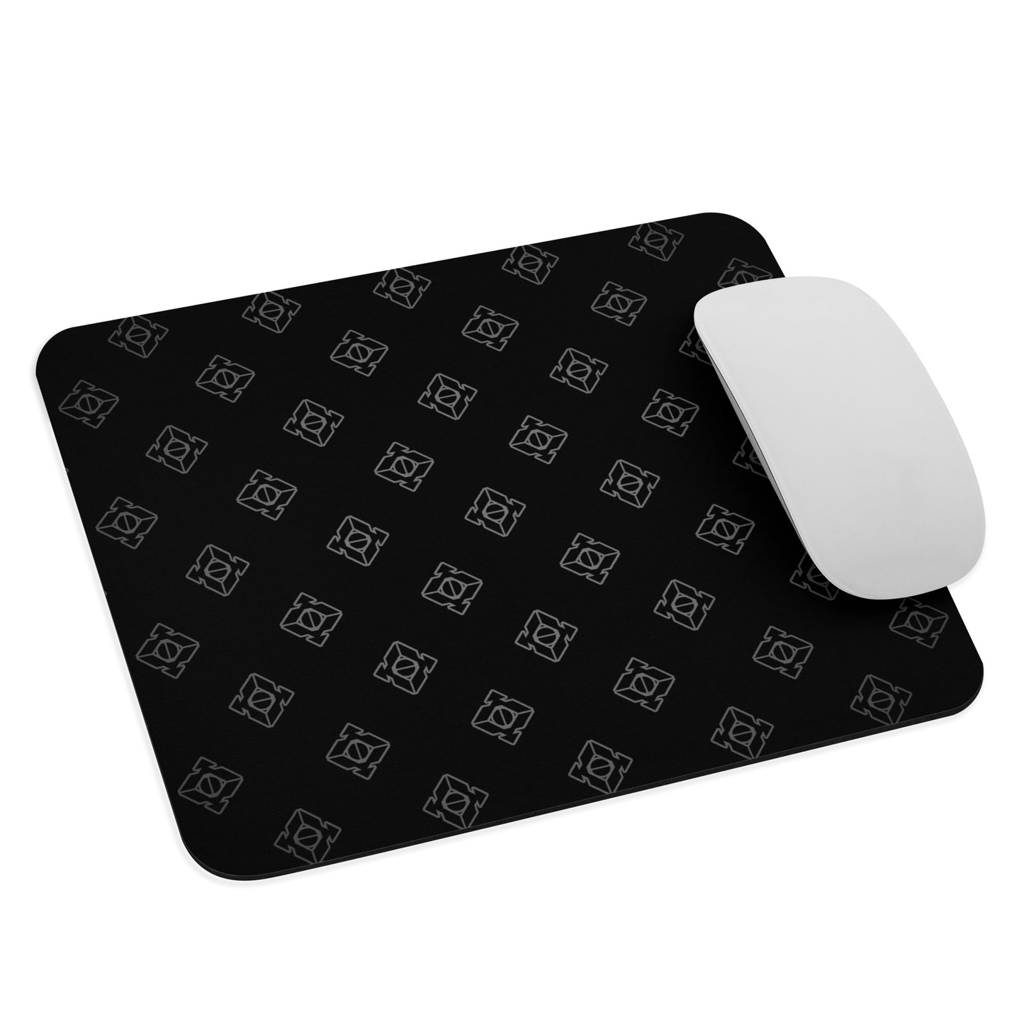 Alfombrilla negra con patrones blancos (22×18cm)
